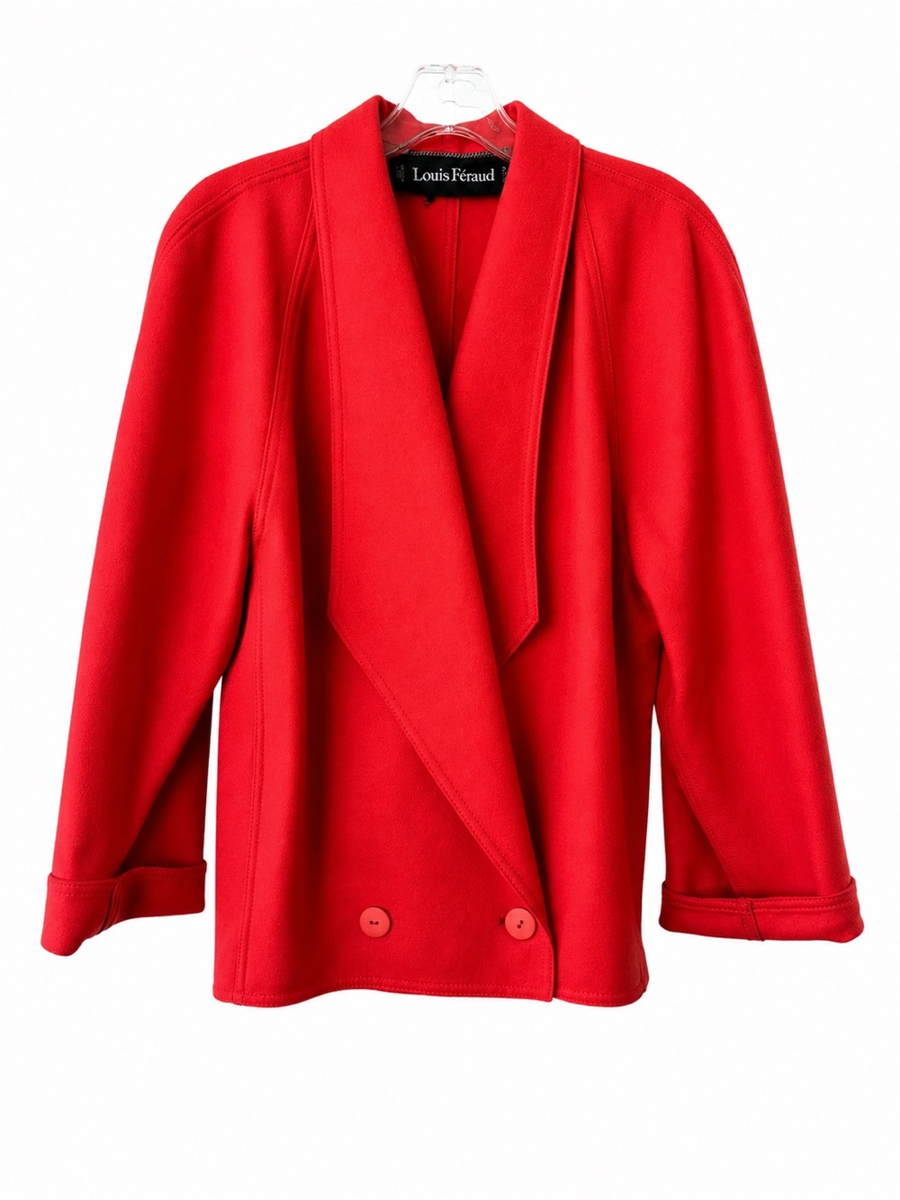 Vintage Louis Féraud Size 6 Coral Double-Breasted Boxy Blazer Jacket